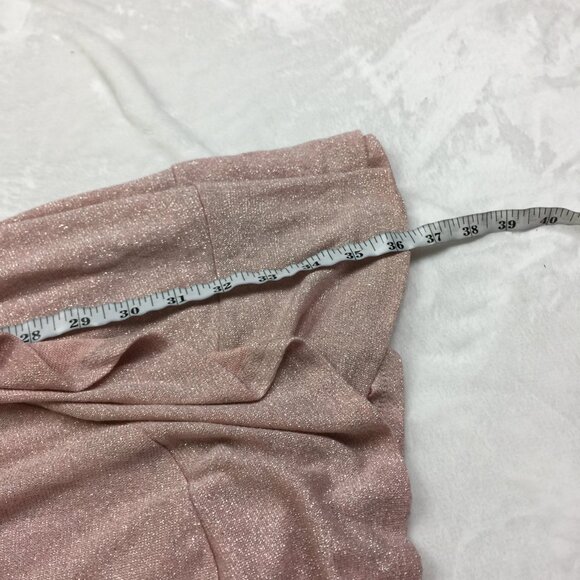 New! LC Lauren Conrad Wrap Dress S Woman Pink Metallic Knit Long Sleeve Ruffle - Picture 10 of 15